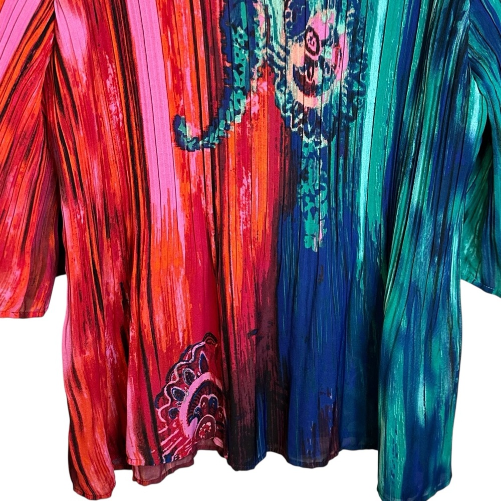 Catherines Graphic Tunic in Green and Red with Funky Retro‎ Hippie Sequins 1XP - Picture 8 of 10